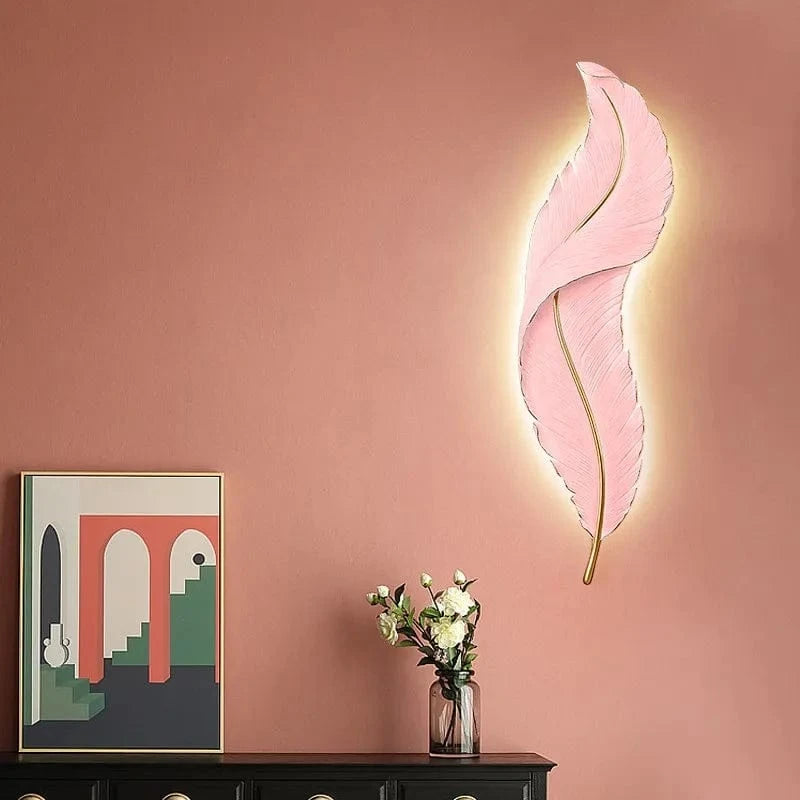 Applique murale LED Plume en résine - Modèle Moderne aux Couleurs Rose et Bleu | Marco Lucetti