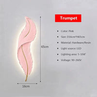 Applique murale LED Plume en résine - Modèle Moderne aux Couleurs Rose et Bleu | Marco Lucetti LWL141 Rose 16cm / Blanc froid-Pas de RC