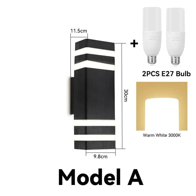 Applique murale LED pour extérieur : Éclairage décoratif pour maison et jardin | Marco Lucetti Capuchon de lampe E27 / Convient à l&#39;ampoule E27 chaude / CHINA