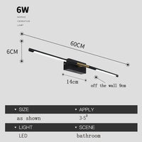 Applique murale LED pour miroir de salle de bain | Marco Lucetti Noir 60cm / Blanc chaud (2700-3500K)