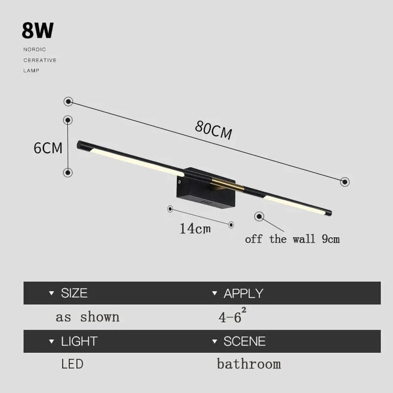 Applique murale LED pour miroir de salle de bain | Marco Lucetti Noir 80cm / Blanc chaud (2700-3500K)