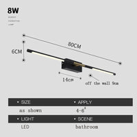 Applique murale LED pour miroir de salle de bain | Marco Lucetti Noir 80cm / Blanc chaud (2700-3500K)