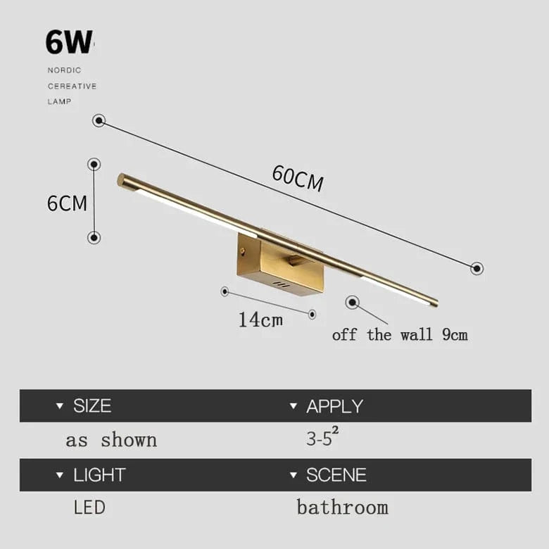 Applique murale LED pour miroir de salle de bain | Marco Lucetti Or 60cm / Blanc chaud (2700-3500K)