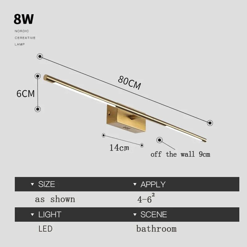 Applique murale LED pour miroir de salle de bain | Marco Lucetti Or 80cm / Blanc chaud (2700-3500K)