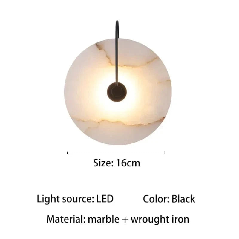 Applique murale LED premium en marbre noir et or. | Marco Lucetti Noir-16cm