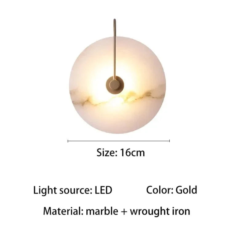 Applique murale LED premium en marbre noir et or. | Marco Lucetti Or-16cm