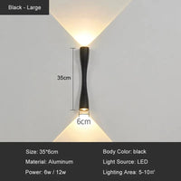 Applique murale LED Premium pour intérieur et extérieur, design moderne et minimaliste, imperméable | Marco Lucetti Noir Grand / CHINE / Blanc froid (5 500-7 000 K) | 6W