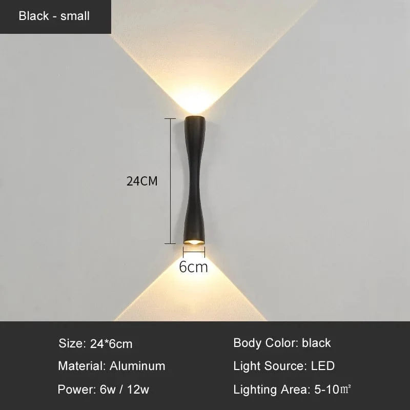 Applique murale LED Premium pour intérieur et extérieur, design moderne et minimaliste, imperméable | Marco Lucetti Noir Petit / CHINE / Blanc chaud (2700-3500K) | 6W