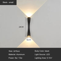 Applique murale LED Premium pour intérieur et extérieur, design moderne et minimaliste, imperméable | Marco Lucetti Noir Petit / CHINE / Blanc chaud (2700-3500K) | 6W