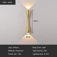 Applique murale LED Premium pour intérieur et extérieur, design moderne et minimaliste, imperméable | Marco Lucetti Or Petit / CHINE / Blanc chaud (2700-3500K) | 6W