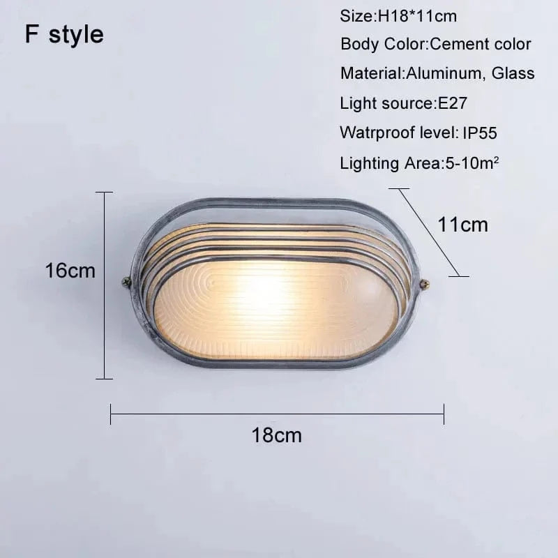 Applique murale LED rétro imperméable en aluminium pour intérieur et extérieur | Marco Lucetti Style F