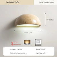 Applique murale LED rétro semi-circulaire en travertin naturel - Idéal pour une décoration tendance | Marco Lucetti Lumière chaude