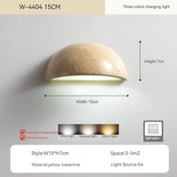 Applique murale LED rétro semi-circulaire en travertin naturel - Idéal pour une décoration tendance | Marco Lucetti Lumière tricolore