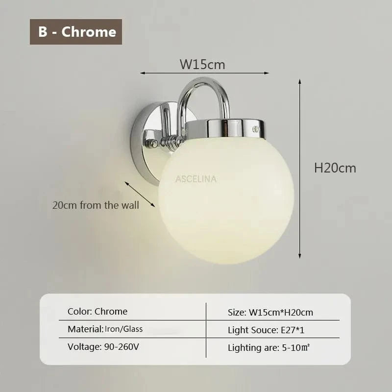 Applique murale LED rétro "Sphère Chromée" | Marco Lucetti WL023G001 B Chromé / Blanc froid