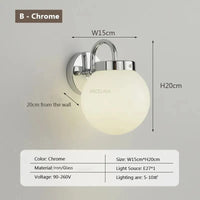 Applique murale LED rétro "Sphère Chromée" | Marco Lucetti WL023G001 B Chromé / Blanc froid