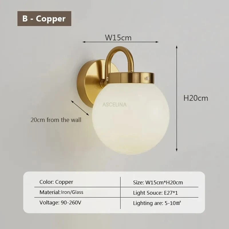 Applique murale LED rétro "Sphère Chromée" | Marco Lucetti WL023G001 B Cuivre / Blanc froid