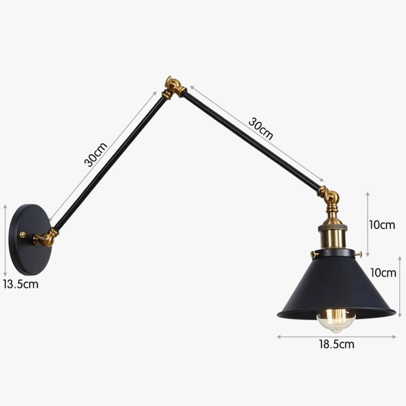 Applique Murale LED Rétro Vintage à Bras Long Réglable | Marco Lucetti