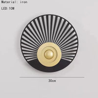 Applique Murale LED Ronde Art Déco - Pour Divers Espaces | Livraison Directe | Marco Lucetti A-Noir-Or / Lumière chaude 3000K