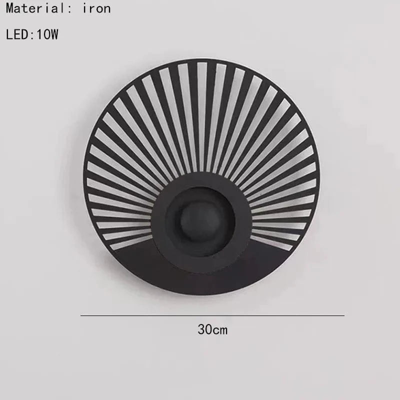 Applique murale LED ronde Art Déco pour une ambiance chaleureuse  | Marco Lucetti A noir / Lumière chaude 3000K