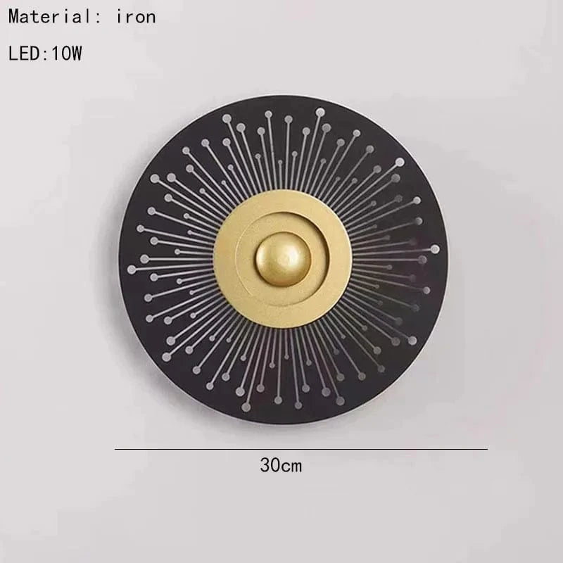 Applique murale LED ronde Art Déco pour une ambiance chaleureuse  | Marco Lucetti B-Noir-Or / Lumière chaude 3000K