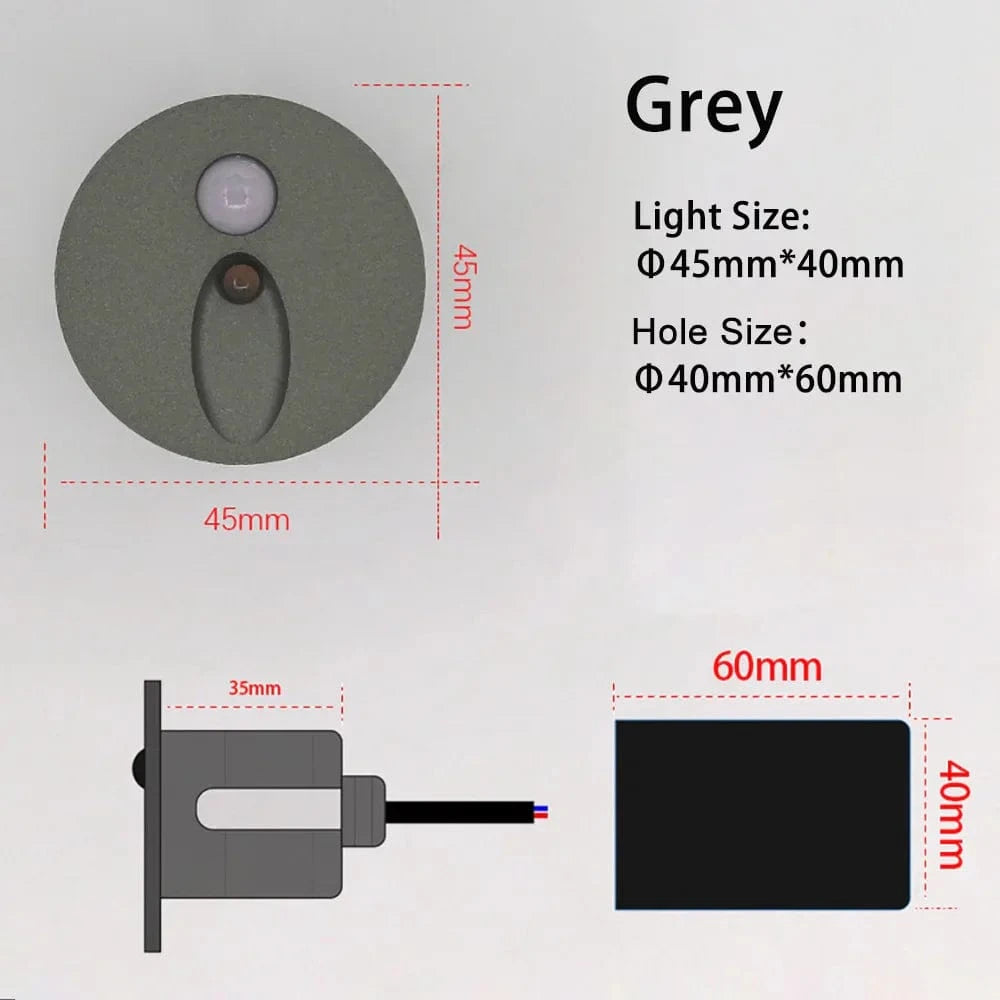 Applique Murale LED Ronde avec Capteur de Mouvement | Marco Lucetti Capteur Gris C / 4000K / 3W