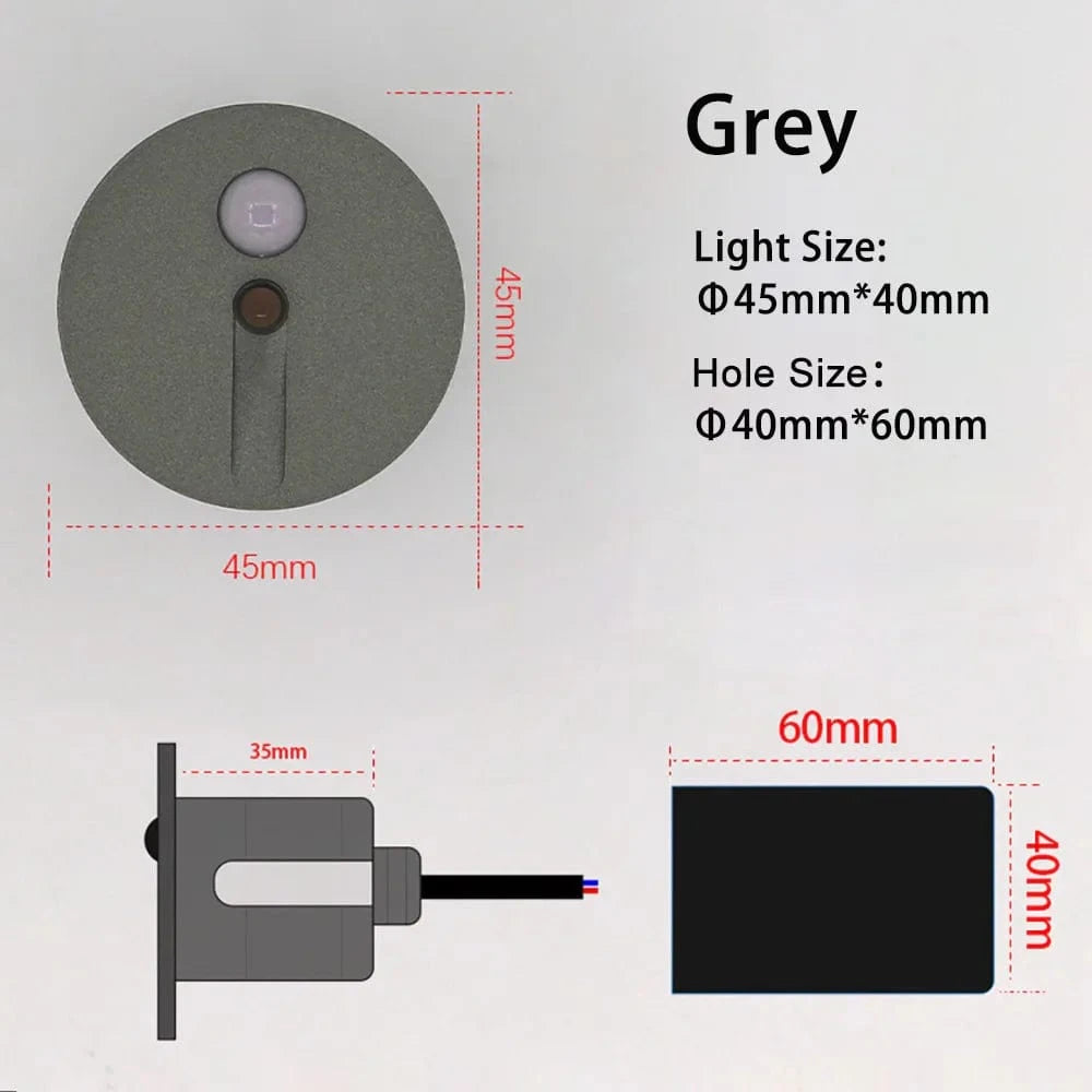 Applique Murale LED Ronde avec Capteur de Mouvement | Marco Lucetti Capteur Gris D / 3000K / 1,5W