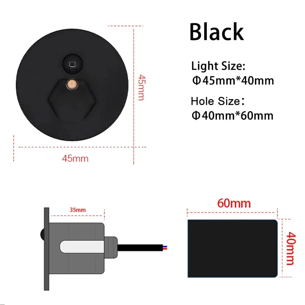 Applique Murale LED Ronde avec Capteur de Mouvement | Marco Lucetti Capteur Noir A / 3000K / 1,5W
