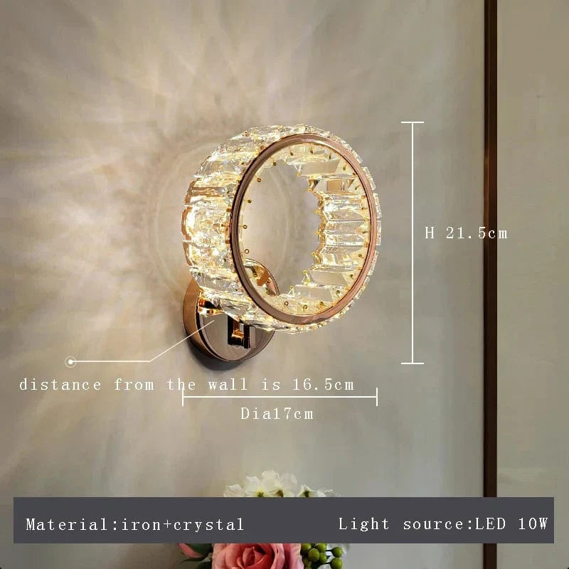Applique murale LED ronde de luxe en cristal - Édition 2024 | Marco Lucetti Applique / Dimmable