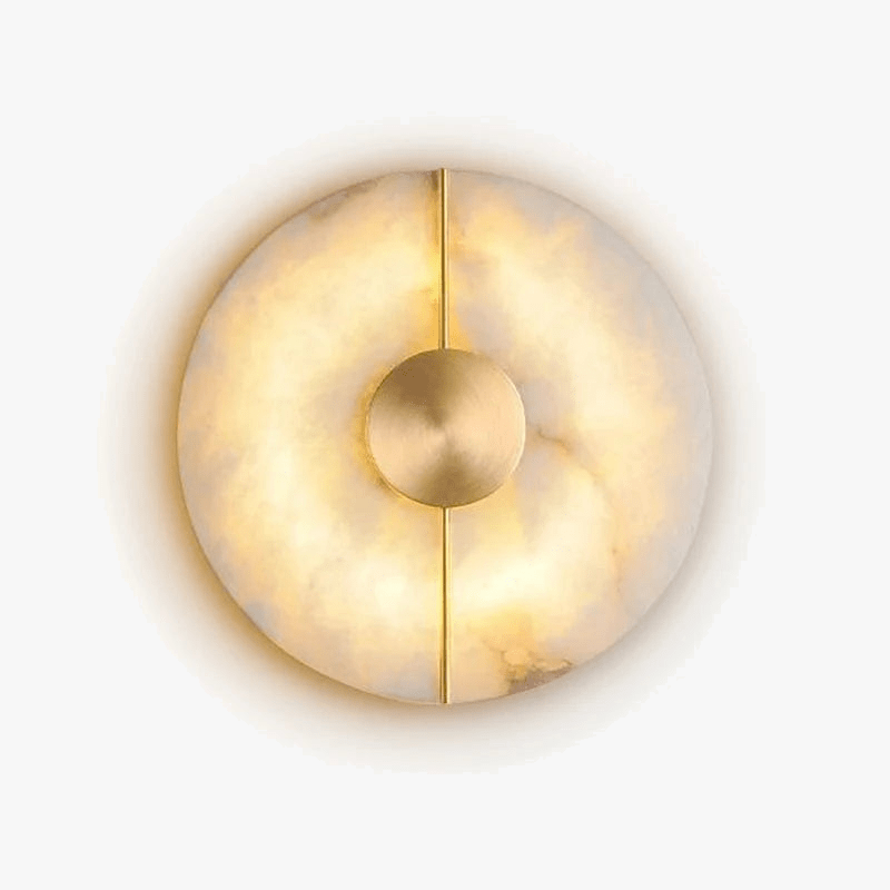 Applique murale LED ronde en marbre et cuivre doré - Luxe Illuminateur | Marco Lucetti