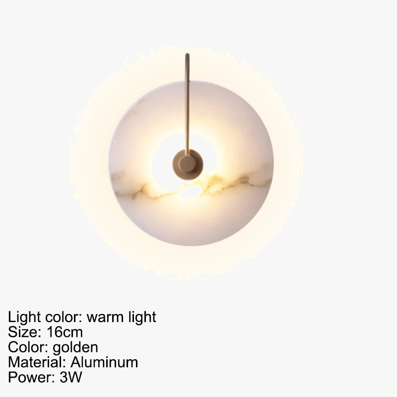 Applique murale LED ronde en marbre et cuivre doré - Luxe Illuminateur | Marco Lucetti