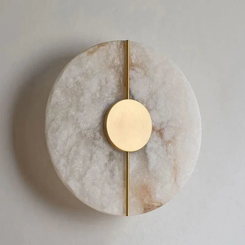 Applique murale LED ronde en marbre et cuivre doré - Luxe Illuminateur | Marco Lucetti