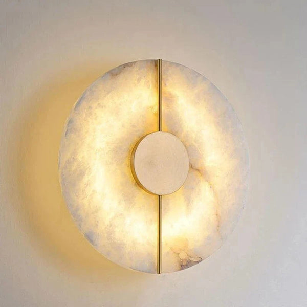 Applique murale LED ronde en marbre et cuivre doré - Luxe Illuminateur | Marco Lucetti