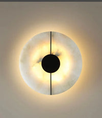 Applique murale LED ronde en marbre et cuivre doré - Luxe Illuminateur | Marco Lucetti 20 cm