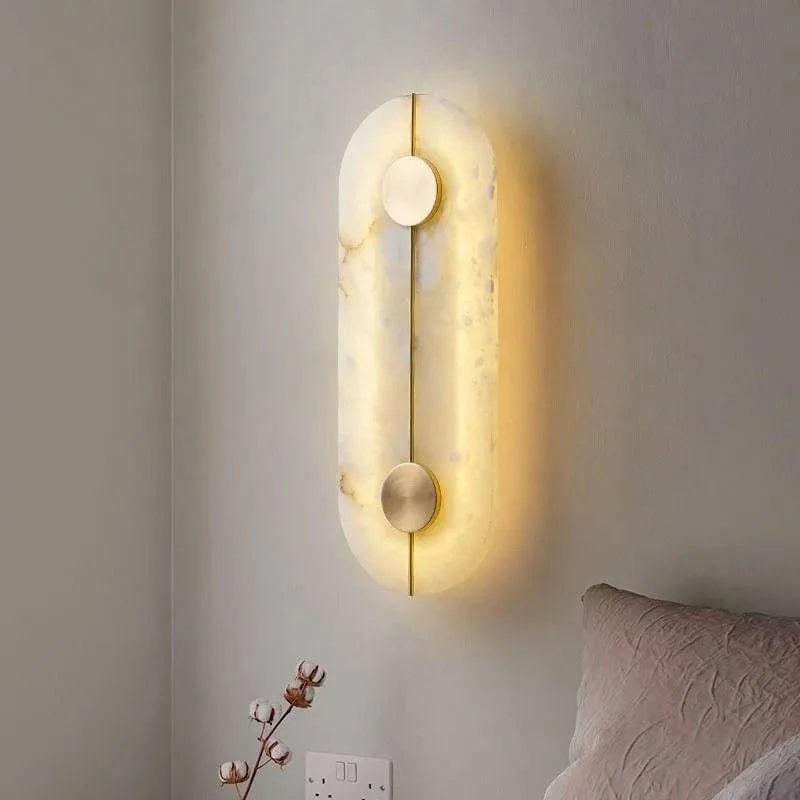 Applique murale LED ronde en marbre et cuivre doré - Luxe Illuminé | Marco Lucetti