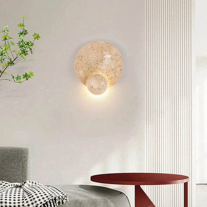 Applique Murale LED Ronde en Pierre Naturelle 3000K Art Déco - Édition Premium | Marco Lucetti Lumière chaude 3000K