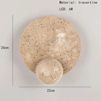 Applique Murale LED Ronde en Pierre Naturelle Art Déco: Luminaires Haut de Gamme | Marco Lucetti Lumière chaude 3000K