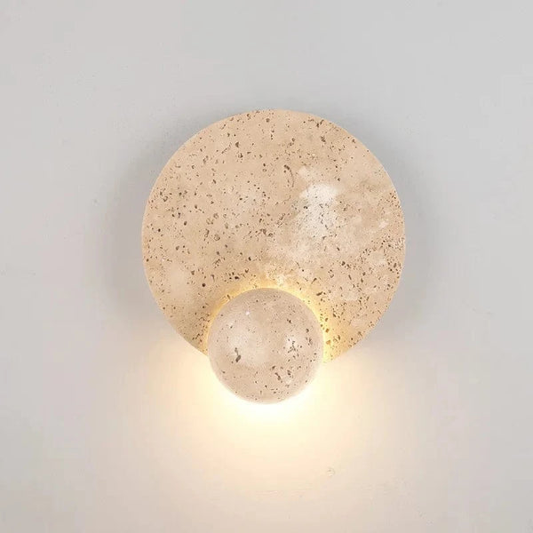 Applique Murale LED Ronde en Pierre Naturelle Art Déco: Luminaires Haut de Gamme | Marco Lucetti Lumière chaude 3000K