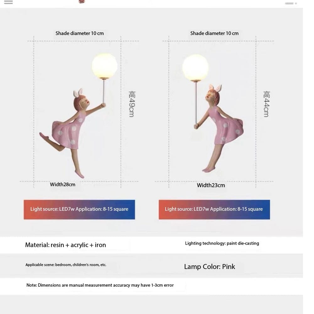 Applique murale LED rose pour une chambre de princesse | Marco Lucetti