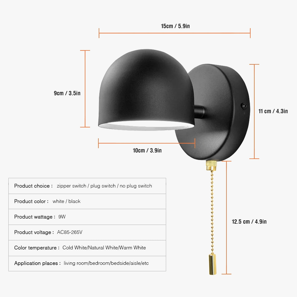 Applique murale LED Smart Touch, rotation à 350°, variateur et prise | Marco Lucetti