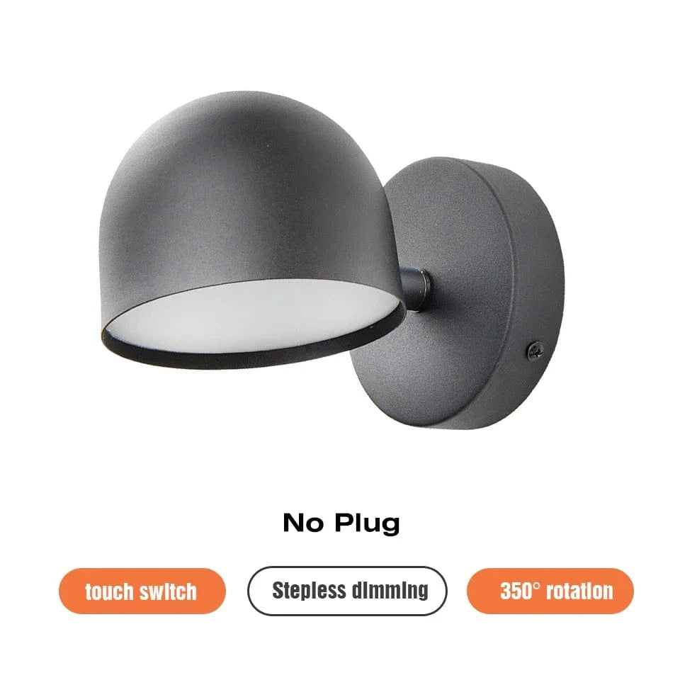 Applique murale LED Smart Touch, rotation à 350°, variateur et prise | Marco Lucetti Noir sans prise / Lumière naturelle 4000K