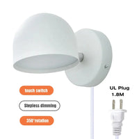 Applique murale LED Smart Touch, rotation à 350°, variateur et prise | Marco Lucetti Prise UL blanche / Lumière chaude 3000K