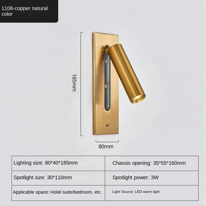 Applique murale LED SmartCharge pour hôtel | Marco Lucetti 1108-cuivre