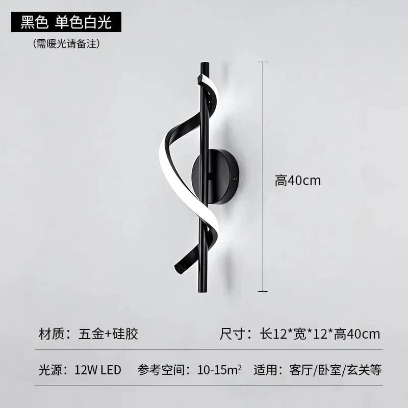 Applique Murale LED Spiral 3000K - Idéale pour le Salon | Marco Lucetti B / Blanc chaud (2700-3500K)