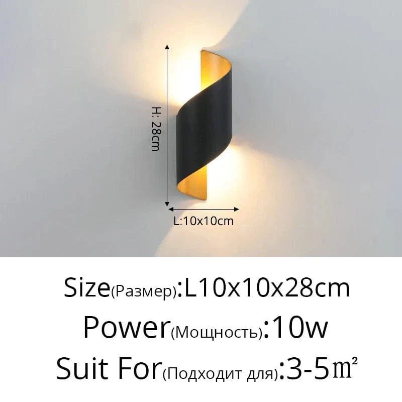 Applique Murale LED Spiralux Double-Tête Étanche pour Jardin et Balcon | Marco Lucetti B Or Noir / Blanc froid (5 500-7 000 K).