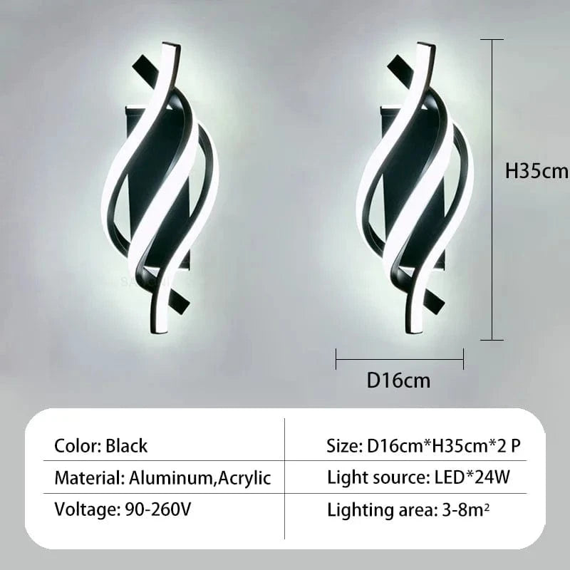 Applique murale LED Spiraluxe. | Marco Lucetti A-noir 2 pièces / Blanc chaud (2700-3500K)