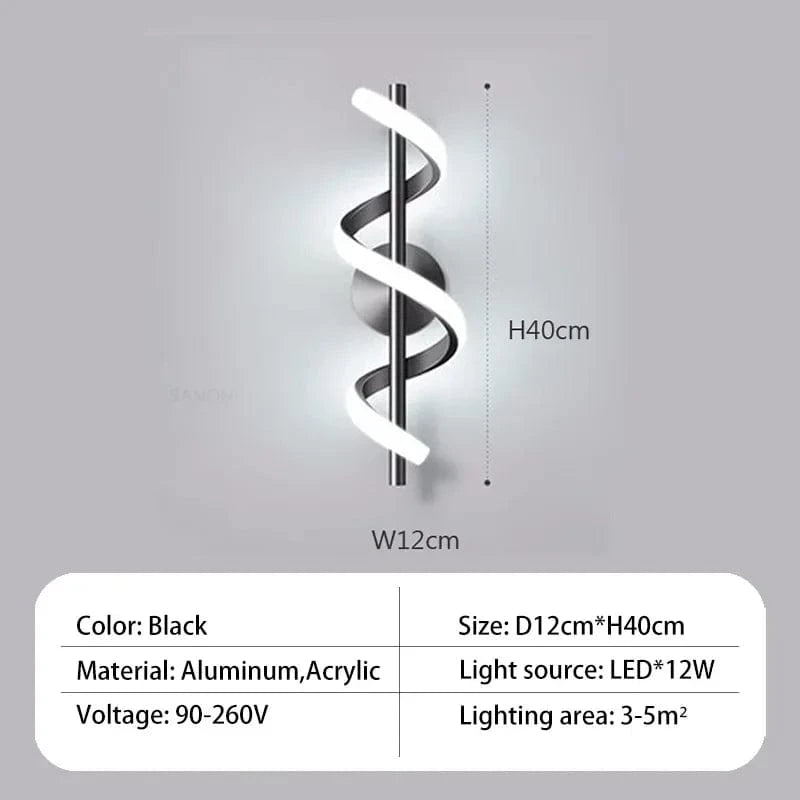 Applique murale LED Spiraluxe. | Marco Lucetti B-noir 1 pièces / Blanc chaud (2700-3500K)
