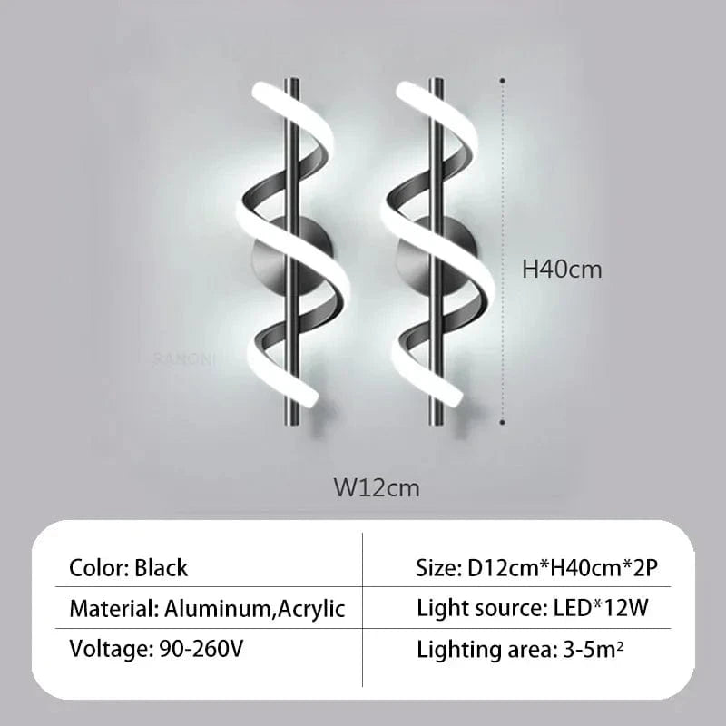 Applique murale LED Spiraluxe. | Marco Lucetti B - Noir 2 pièces / Blanc chaud (2700-3500K)