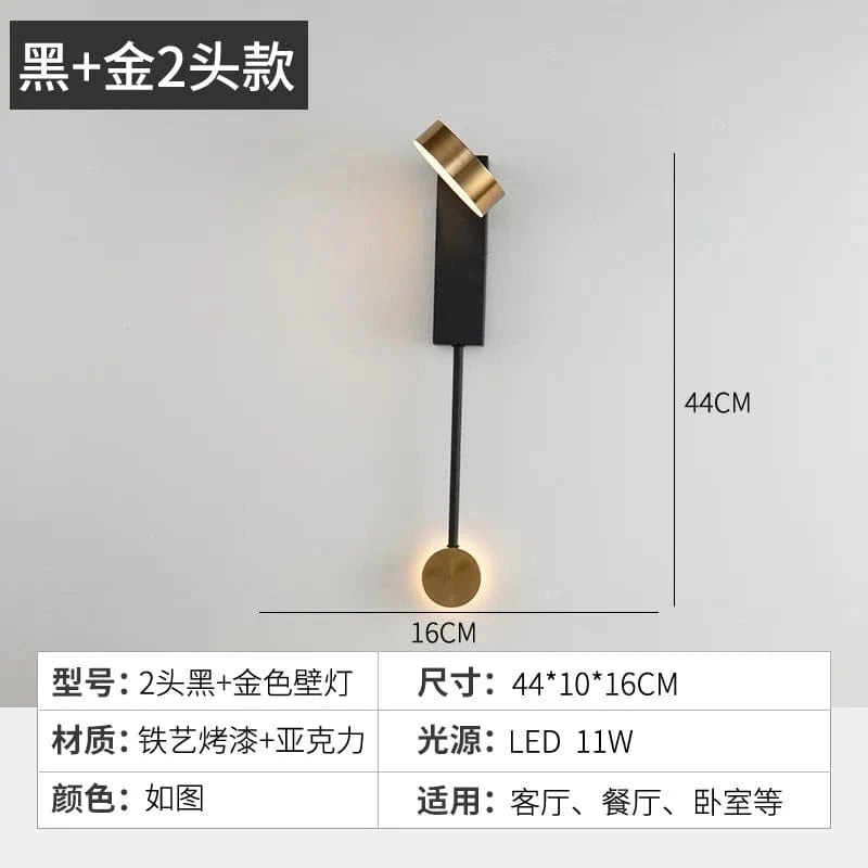 Applique murale LED - Style nordique moderne et minimaliste | Marco Lucetti 2 or noir