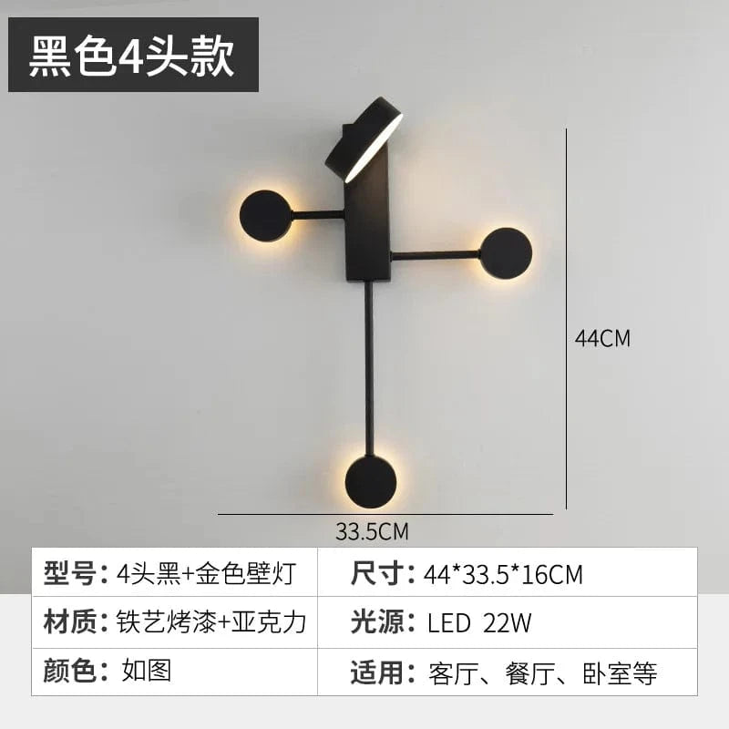Applique murale LED - Style nordique moderne et minimaliste | Marco Lucetti 4 noirs