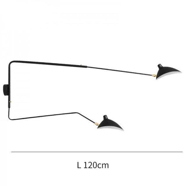 Applique murale LED Swing Retro | Marco Lucetti Noir - 120cm - 2 lampes